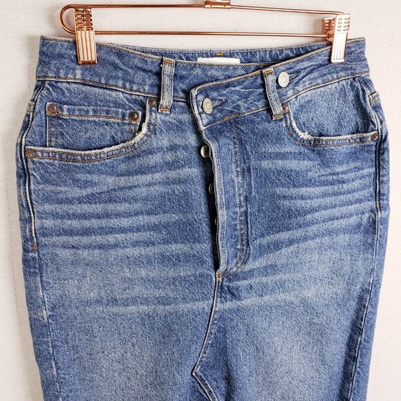 Boyish The Andy Denim Skirt High Rise Midi in Senso size 26 Front Slit Casual - Picture 3 of 13